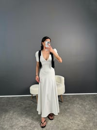 Kendall Astarlı Kurdele Detaylı Beyaz ElbiseGausELBİSEGU007203