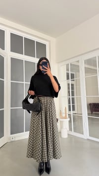 Yeşil Beli Lastikli Ekoseli Etek GAUS-02190GAUSETEKGAUS-02190