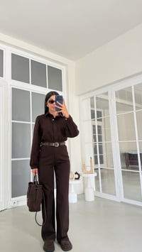 Acı Kahve Kemerli Premium Denim Tulum GAUS-02123GAUSJumpsuitsGAUS-02123
