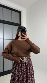 Kahve İtalyan Kol Yumuşak Dokulu Triko Kazak GAUS-00644GAUSKAZAKGAUS-00644