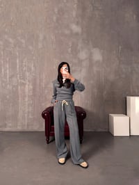 Jalen Gri Selanik Kumaş Tshirt Detaylı Fitilli Üçlü TakımGausTAKIMGU00904226