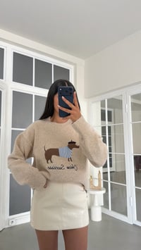 Taş Muadil Köpek Desenli Triko Kazak GAUS-02181GAUSSweaterGAUS-02181