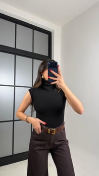 Siyah Balıkçı Yaka Sıfır Kol ZR Model Bodysuit GAUS-00942GAUSBODYSUİTGAUS-00942