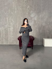 Fornas Antrasit Madonna Yaka Triko Bluz Etek TakımGausTAKIMGU00903896