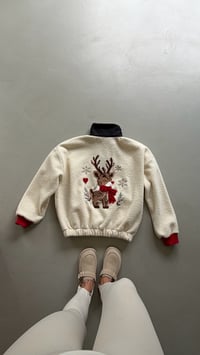 Siyah Geyik Baskılı Muadil Polar Sweatshirt GAUS-02237GAUSSWEATSHIRTGAUS-02237