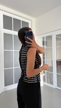Siyah Muadil Baskılı Balıkçı Yaka Bluz GAUS-02014GAUSالبلوزات GAUS-02014