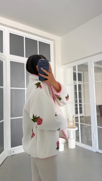 Pembe Gül Desenli Fermuarlı Polar Sweatshirt GAUS-01916 GAUS-01926GAUSSWEATSHIRTGAUS-01926