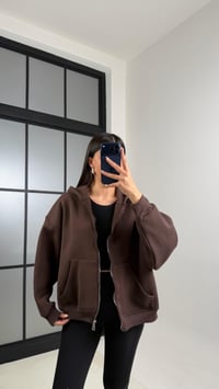 Acı Kahve Kapüşonlu Şardonlu Hırka GAUS-00828GAUSHIRKAGAUS-00828