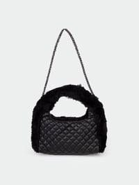 973 PELUŞ KAPİTONE ZİNCİRLİ ÇANTA SİYAH BAG COLLECTIONGaus ÇantaCNT-111