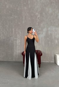 Siyah Ayarlanabilir Askılı Beyaz Şifon Detaylı Astarlı Viral Pinterest Elbise Gaus00242GausDressesGU1001563