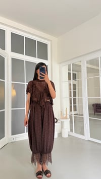 Kahve Beli Lastikli Dantel Detaylı Pinterest Şalvar GAUS-01763GAUSPANTOLONGAUS-01763
