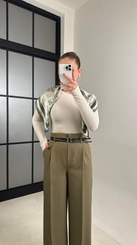 Haki Çift Kemerli Pileli Kumaş Pantolon GAUS-00896GAUSPANTOLONGAUS-00896