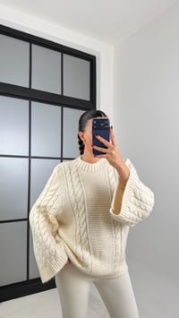 Ekru Saç Örgülü Pinterest Kazak GAUS-00711GAUSKAZAKGAUS-00711