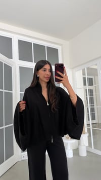 Siyah Yarasa Kol Hırka Beli Lastikli Pantolon İkili Triko Takım GAUS-02238GAUSTAKIMGAUS-02238