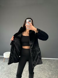 Siyah Fermuarlı Kürk Mont GausMONTGU002538