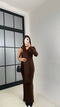 Kahve Tek Omuz Atkılı Triko Elbise GAUS-00223GAUSELBİSEGAUS-00223