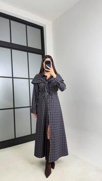 gül kurusu Şal Detaylı Kuşaklı Ekose Elbise GAUS-00863GAUSDressesGAUS-00863