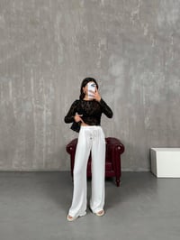 İvo Beyaz Belden İpli Viskon Karışımlı PantolonGausPANTOLONGU100881