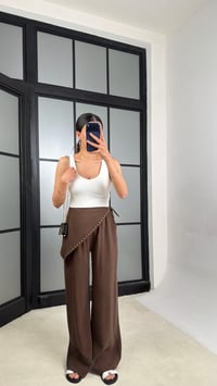 Kahve Bandana Detaylı Tencel Pantolon GAUS-01424GAUSPANTOLONGAUS-01424