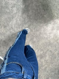 Drew Night Blue Püsküllü Denim Wide Leg JeanGausDENİM PANTOLONGU008877