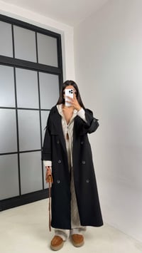 Siyah Astarlı Kuşaklı Premium Trençkot GAUS-00516GAUSTRENÇKOTGAUS-00516