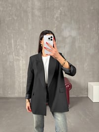 Vena Siyah Astarlı Vatkalı Blazer CeketGausCEKETGU100543