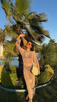 Gül Detaylı Vizon Ajurlu Plaj Elbise Gaus00599GausELBİSEGU1002402