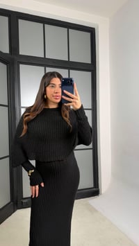 Siyah Elbise Pelerin Triko İkili Takım GAUS-01194GAUSELBİSEGAUS-01194