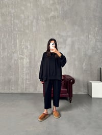 Serge Siyah Oys Kumaş Oversize İkili Takım GausTAKIMGU00903807