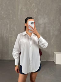Beyaz Çiçek Nakışlı Gömlek Gaus00211GausGÖMLEKGU1001494