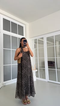 Leopar Fularlı Ayarlanabilir Askılı Astarlı Elbise GAUS-01682GAUSELBİSEGAUS-01682