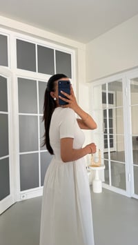 Beyaz Kısa Kol Kuşgöz İpli Elbise GAUS-01622GAUSELBİSEGAUS-01622