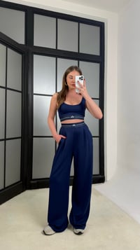 Lacivert Crop Pantolon İkili Muadil Takım GAUS-01254GAUSTAKIMGAUS-01254