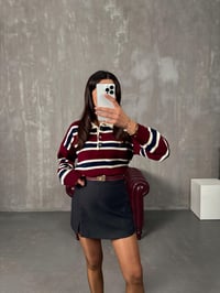 Scool Bordo Çizgili Polo Yaka KazakGausKAZAKGU00904165