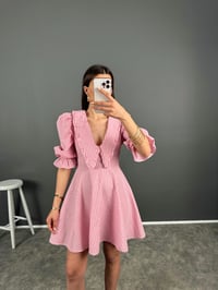 Vintage Pembe Pötikare Elbise GausELBİSEGU008086