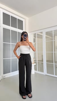Siyah Yıkamalı Beli Lastikli Tencel Pantolon GAUS-01678GAUSPantsGAUS-01678