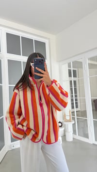 Orange Çok Renkli Şeritli Fermuarlı Polar Sweatshirt GAUS-01916 GAUS-01964GAUSSWEATSHIRTGAUS-01964