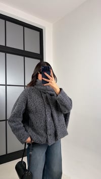 Antrasit ZR Muadil Astarlı Atkı Detaylı Kırçıllı Ceket GAUS-00718GAUSCEKETGAUS-00718