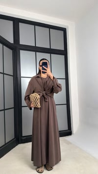 Kahve Gömlek Elbise Oversize İkili Tencel Takım GAUS-01423GAUSTAKIMGAUS-01423