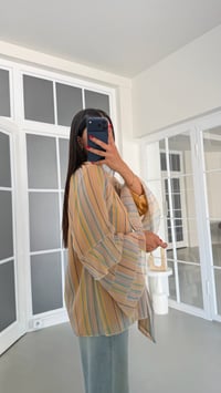 Sarı Çizgili Astarlı Fular Detaylı Gömlek GAUS-01856GAUSShirtGAUS-01856