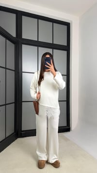 Beyaz Dantel Detaylı Beli Lastikli Modal İkili Takım GAUS-01207GAUSTAKIMGAUS-01207