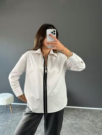 Beyaz Fermuarlı Gömlek GausGÖMLEKGU002501