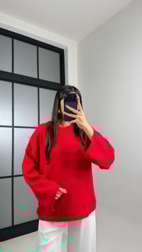 Kırmızı Bisiklet Yaka Pinterest Triko Kazak GAUS-00868GAUSKAZAKGAUS-00868