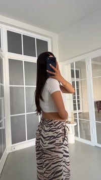 Bej Zebra Desenli Paçası Ayarlanabilir Askılı Pantolon GAUS-02038GAUSPantsGAUS-02038