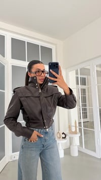 Kahve Dik Yaka Astarlı Vatkalı Muadil Deri Ceket GAUS-02162GAUSJacketsGAUS-02162