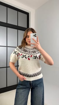 Acı Kahve Yumuşak Dokulu Desenli Kısa Kol Triko Kazak GAUS-01143GAUSKAZAKGAUS-01143