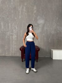 Sofya Lacivert Oysh Muadil Modal Kumaş Balon PantolonGausPANTOLONGU100215