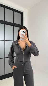 Antrasit Hırka Beli Lastikli Pantolon İkili Selanik Kumaş Takım GAUS-00523GAUSSuitsGAUS-00523