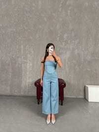 Mavi Pullu Korseli Denim Takım Gaus00241GausTAKIMGU1001562