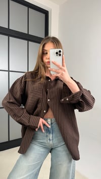 Acı Kahve Kadife Şeritli Gömlek GAUS-01062GAUS القمصان GAUS-01062